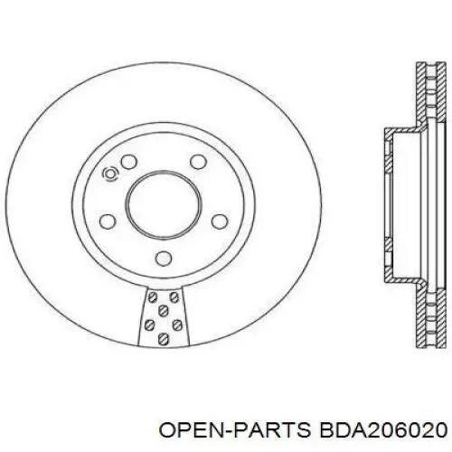 Передние тормозные диски BDA206020 Open Parts