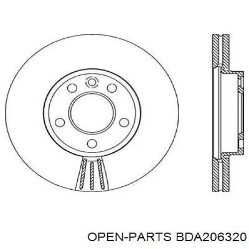 Передние тормозные диски BDA206320 Open Parts