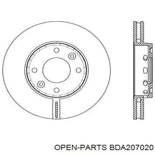 Передние тормозные диски BDA207020 Open Parts