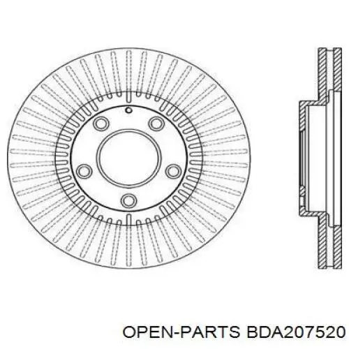 Передние тормозные диски BDA207520 Open Parts