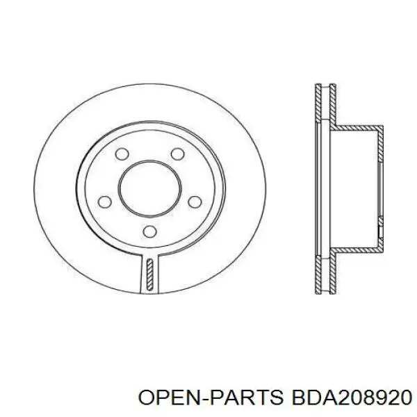 Передние тормозные диски BDA208920 Open Parts