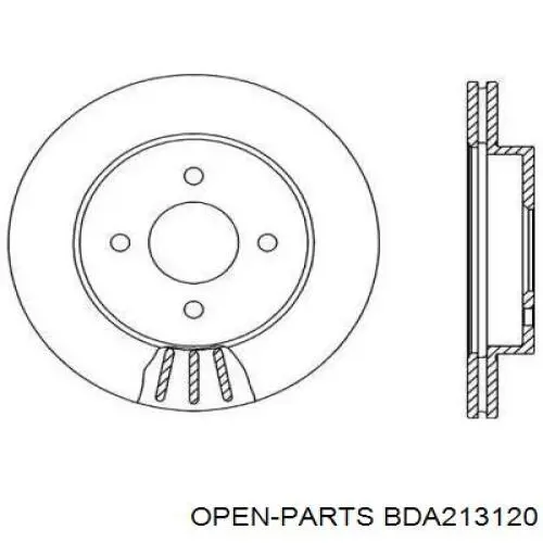 Передние тормозные диски BDA213120 Open Parts