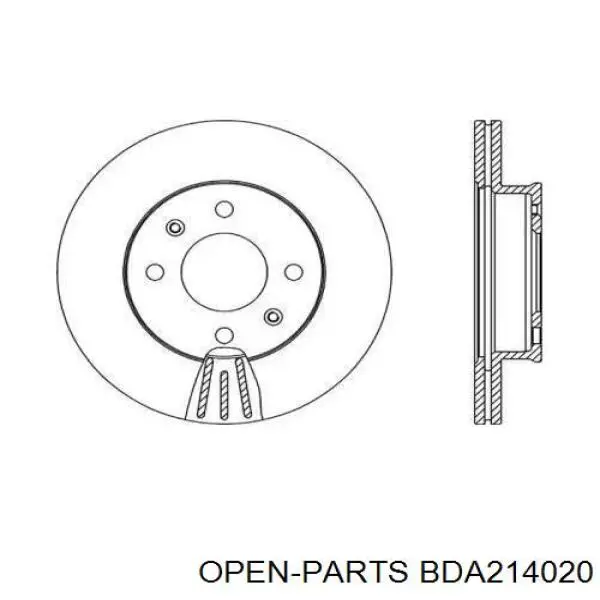 Передние тормозные диски BDA214020 Open Parts