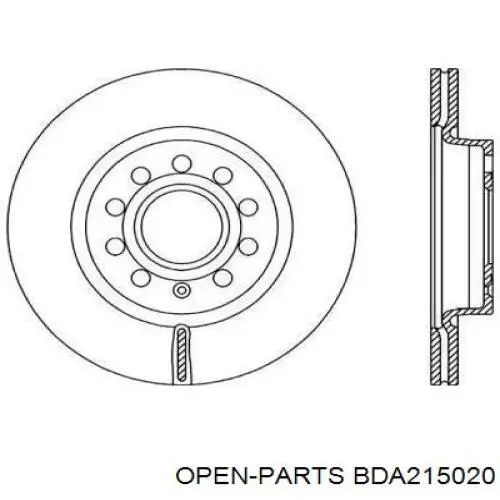 Передние тормозные диски BDA215020 Open Parts