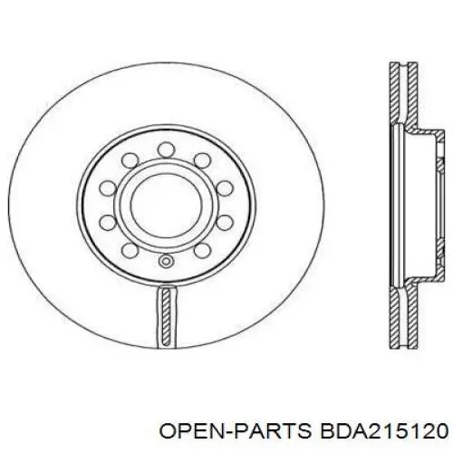 Передние тормозные диски BDA215120 Open Parts