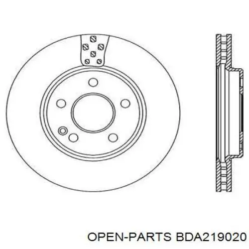 Передние тормозные диски BDA219020 Open Parts