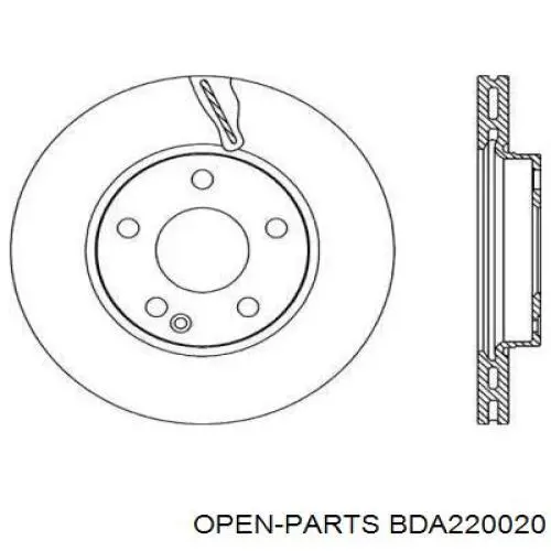 Передние тормозные диски BDA220020 Open Parts