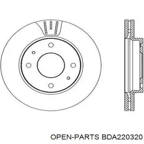 Передние тормозные диски BDA220320 Open Parts