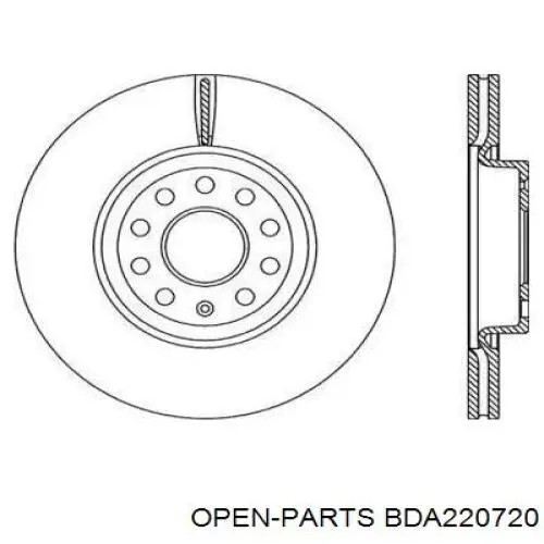 Передние тормозные диски BDA220720 Open Parts