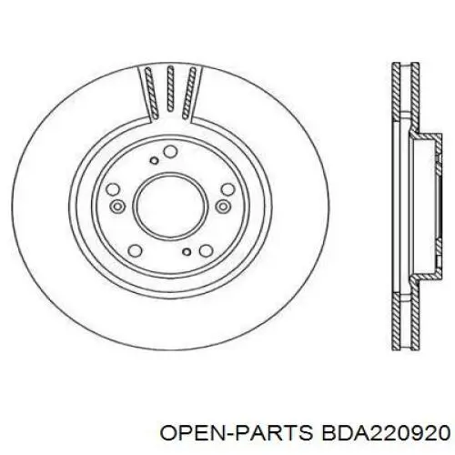 Передние тормозные диски BDA220920 Open Parts