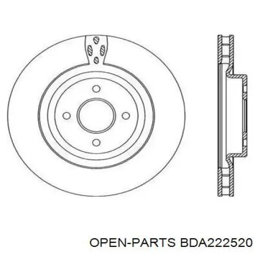 Передние тормозные диски BDA222520 Open Parts