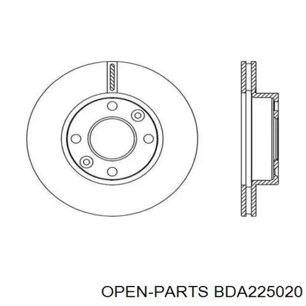 Передние тормозные диски BDA225020 Open Parts