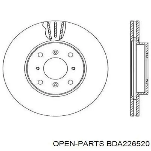 Передние тормозные диски BDA226520 Open Parts