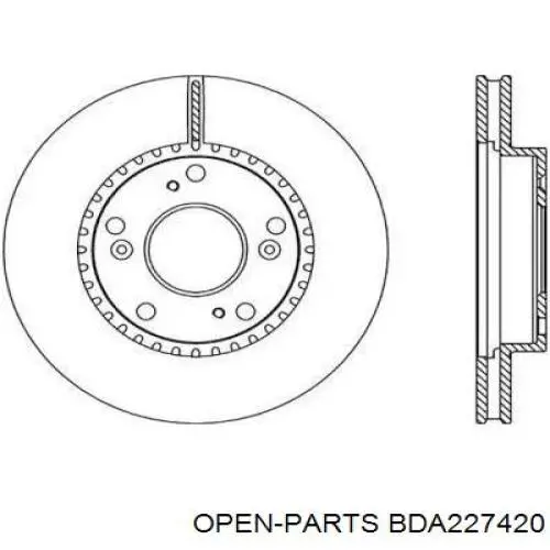 Передние тормозные диски BDA227420 Open Parts