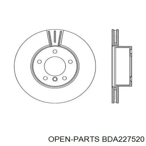 Передние тормозные диски BDA227520 Open Parts