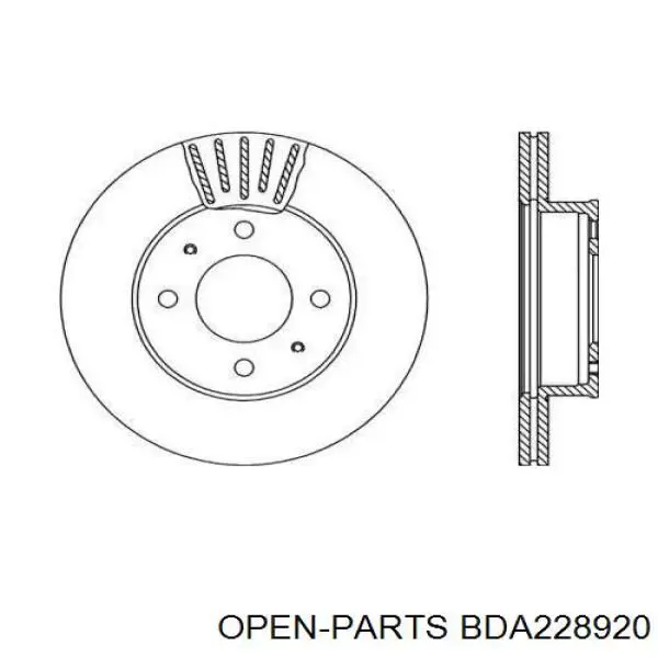 Передние тормозные диски BDA228920 Open Parts