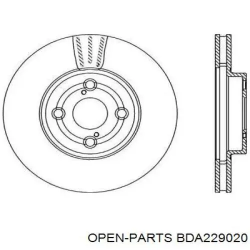 Передние тормозные диски BDA229020 Open Parts