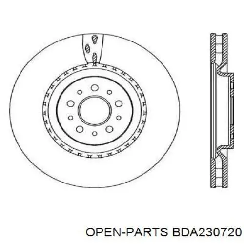 Передние тормозные диски BDA230720 Open Parts