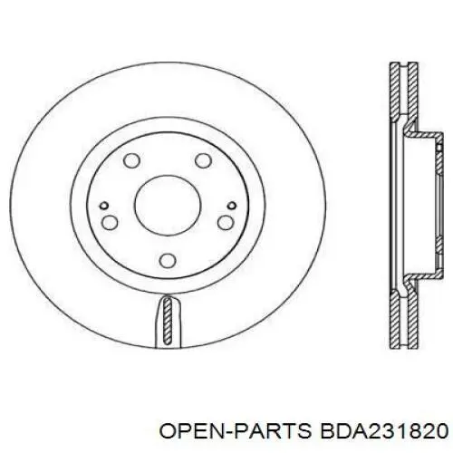 Передние тормозные диски BDA231820 Open Parts