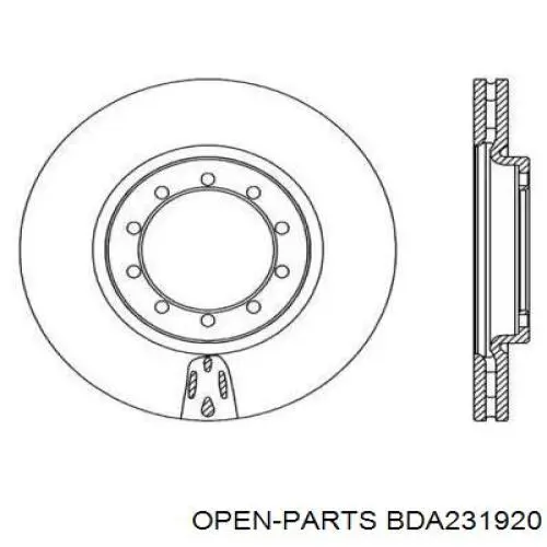 Передние тормозные диски BDA231920 Open Parts