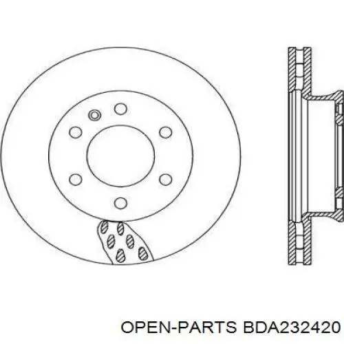 Передние тормозные диски BDA232420 Open Parts