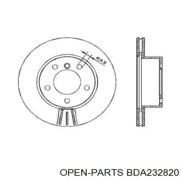 Передние тормозные диски BDA232820 Open Parts