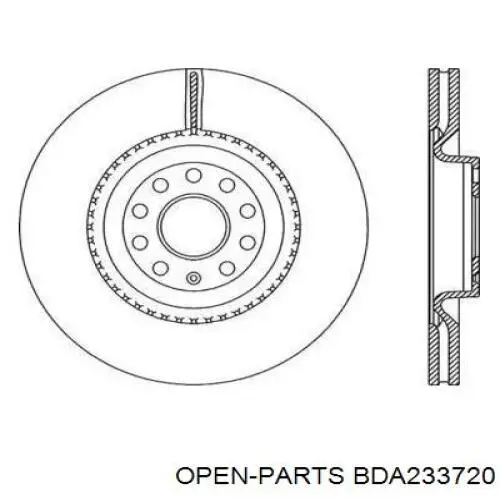 Передние тормозные диски BDA233720 Open Parts