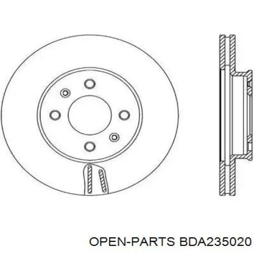 Передние тормозные диски BDA235020 Open Parts