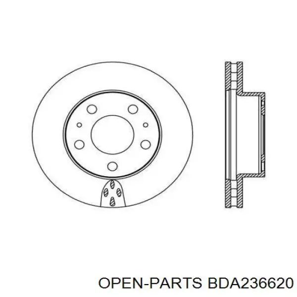 Передние тормозные диски BDA236620 Open Parts