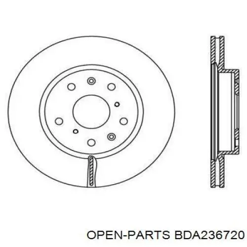 Передние тормозные диски BDA236720 Open Parts