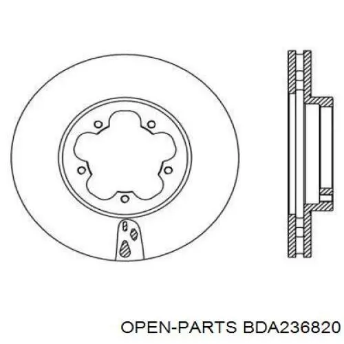 Передние тормозные диски BDA236820 Open Parts