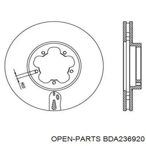 Передние тормозные диски BDA236920 Open Parts