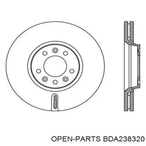 Передние тормозные диски BDA238320 Open Parts