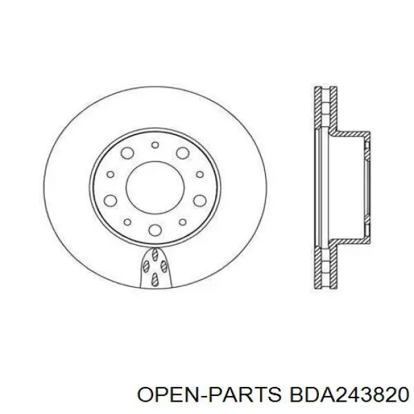 Передние тормозные диски BDA243820 Open Parts