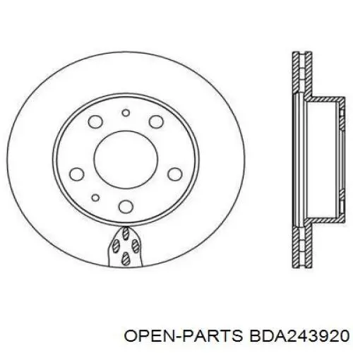 Передние тормозные диски BDA243920 Open Parts