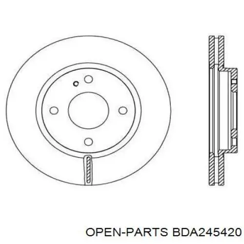 Передние тормозные диски BDA245420 Open Parts