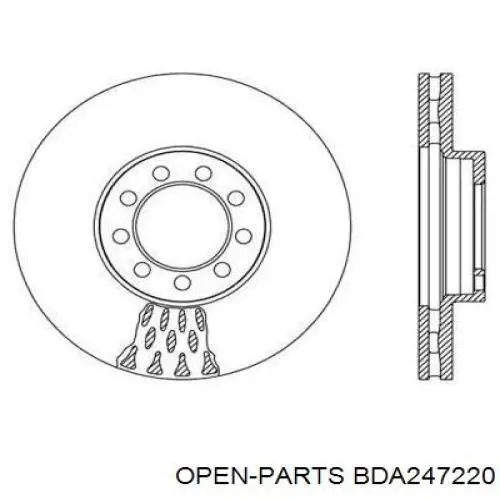 Передние тормозные диски BDA247220 Open Parts