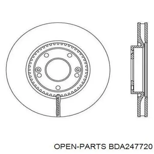 Передние тормозные диски BDA247720 Open Parts