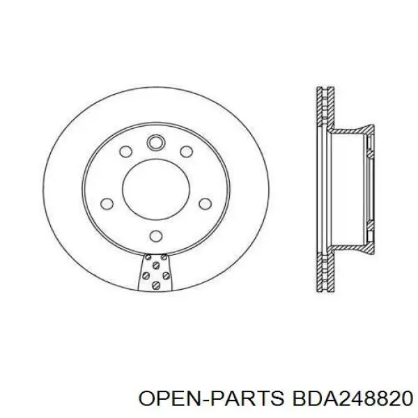 Передние тормозные диски BDA248820 Open Parts