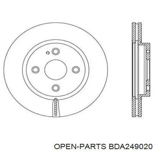 Передние тормозные диски BDA249020 Open Parts