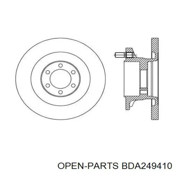 Передние тормозные диски BDA249410 Open Parts