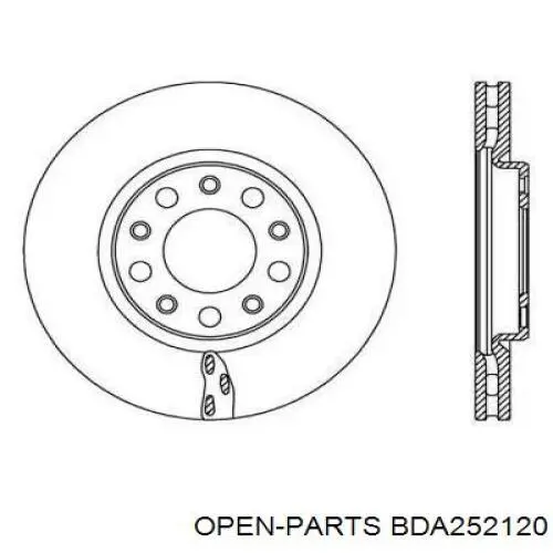 Передние тормозные диски BDA252120 Open Parts