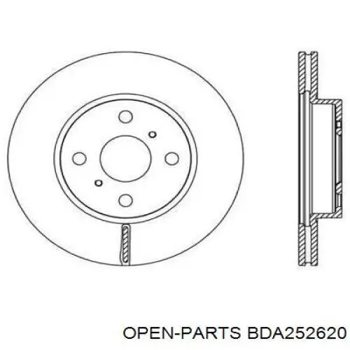 Передние тормозные диски BDA252620 Open Parts