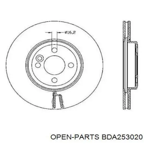 Передние тормозные диски BDA253020 Open Parts