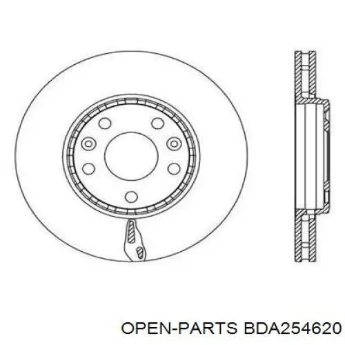 Передние тормозные диски BDA254620 Open Parts