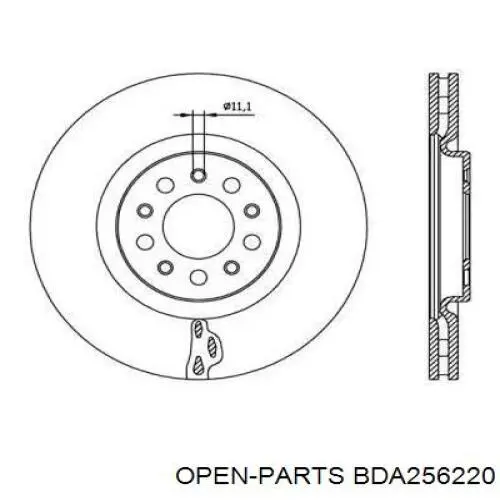 Передние тормозные диски BDA256220 Open Parts