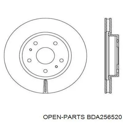 Передние тормозные диски BDA256520 Open Parts