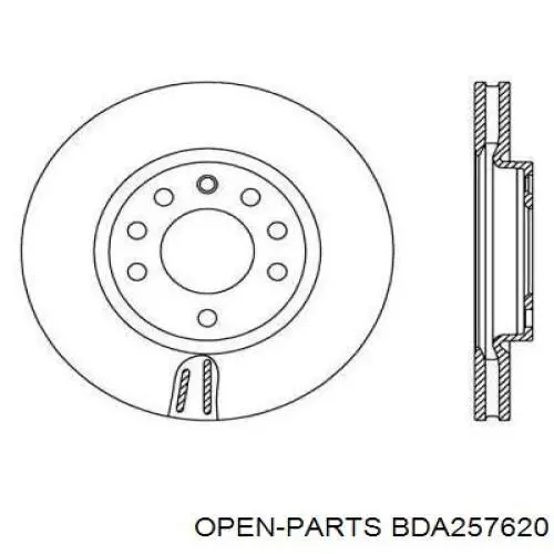 Передние тормозные диски BDA257620 Open Parts