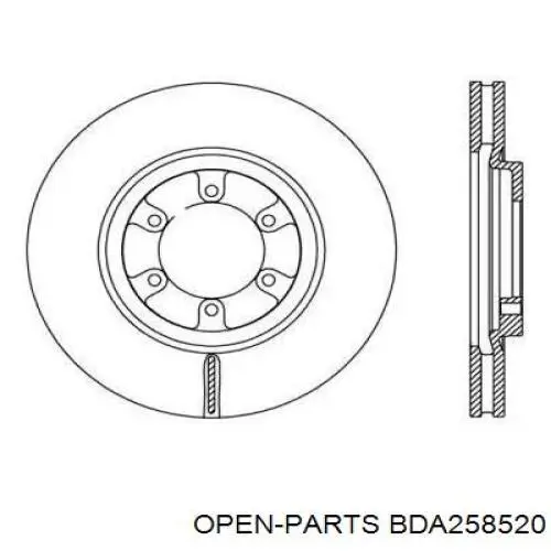 Передние тормозные диски BDA258520 Open Parts