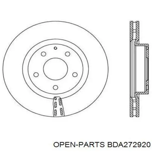 BDA272920 Open Parts disco do freio dianteiro